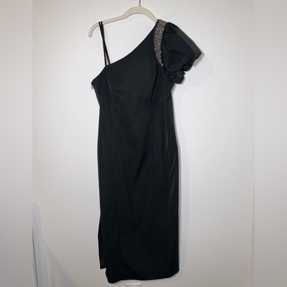 AIDAN MATTOX One-Shoulder Beaded Midi Dress - Picture 2 of 15